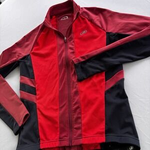 Performance Cycling Jacket Mens Small Red‎ Black Full Zip Stretch Bike Jersey